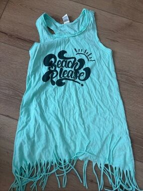 Kavio Mint Green 'Beach Please' Fringe Tank